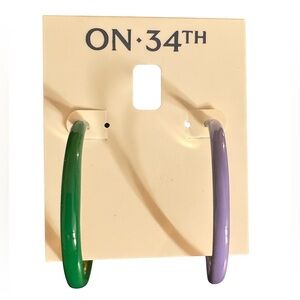 On 34th Green & Purple Mismatch Hoop
Earrings NWT